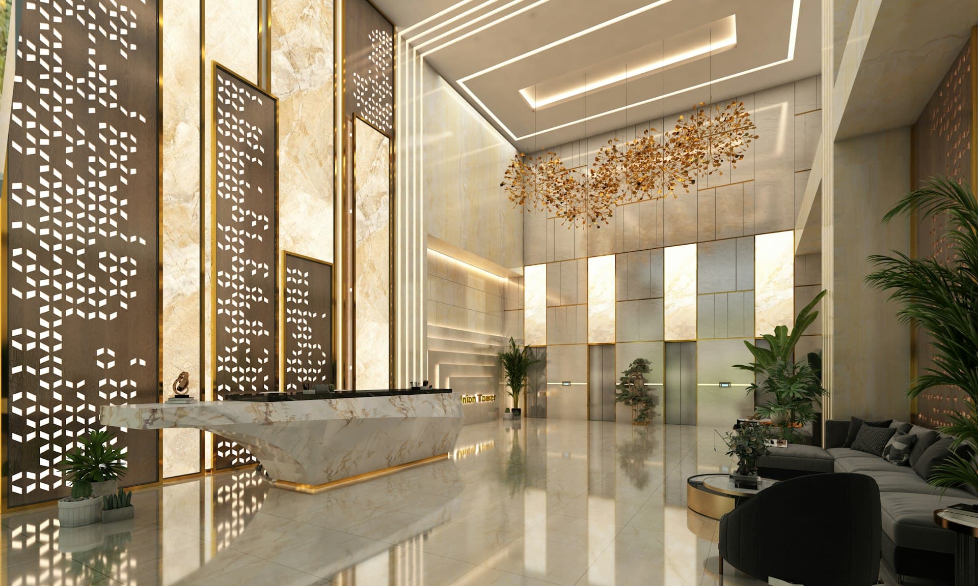 A modern commercial lobby